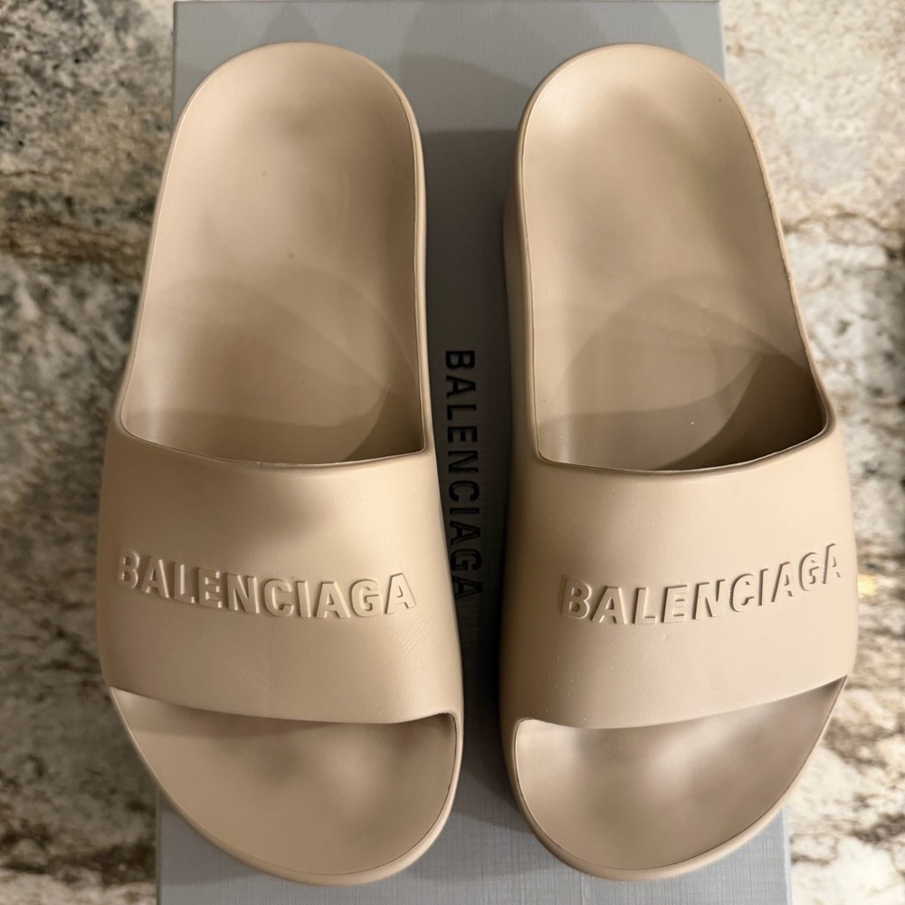Balenciaga Taupe Chunky Slides